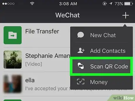 Step 8 击移动设备上的扫一扫按钮，打开微信二维码扫描程序。