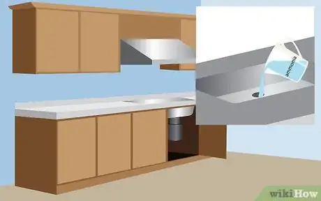 Step 6 在垃圾桶和、或厨房水槽内倒入1杯（237毫升）氨水。