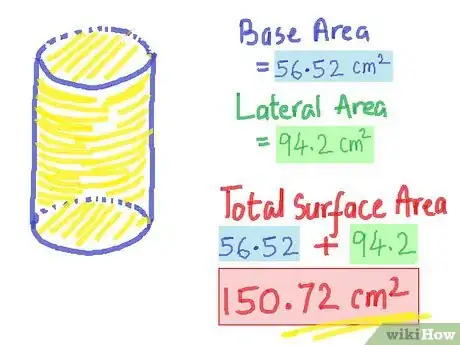 Step 6 将底面的面积和侧面的面积加起来。