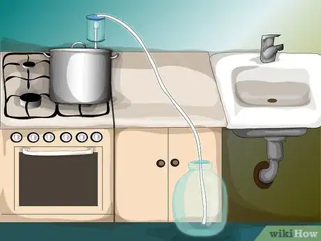 Step 6 把容器放在蒸馏阀下面，接住溶液。