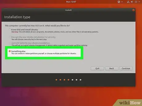 Step 13 勾选窗口顶端的“在Mac系统安装Ubuntu”。