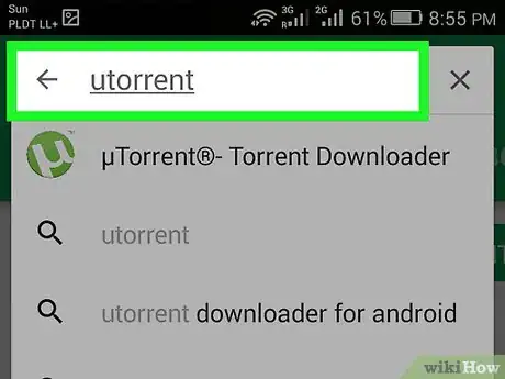 Step 3 在搜索栏中输入utorrent。