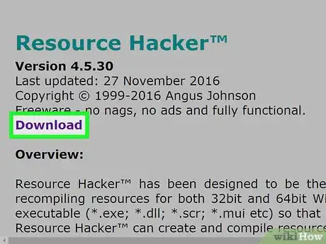 Step 1 下载并安装“Resource Hacker”程序。