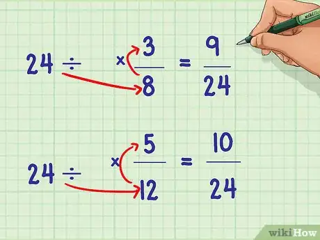 Step 5 用最小公分母除以原始分母。