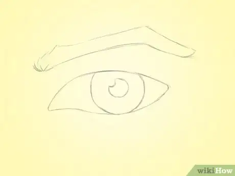 Step 2 画出瞳孔、瞳仁，和眉毛的细节。