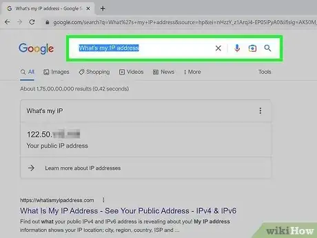 Step 1 在Google搜索引擎输入“What's my IP address”（我的IP地址是什么）。