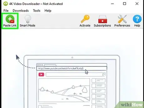 Step 8 点击4K Video Downloader窗口左上角的粘贴链接。