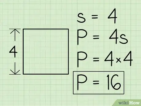 Step 2 求正方形的边长，然后再乘以4。