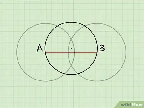 Step 3 分别以A和B为圆心画两个重叠的圆。