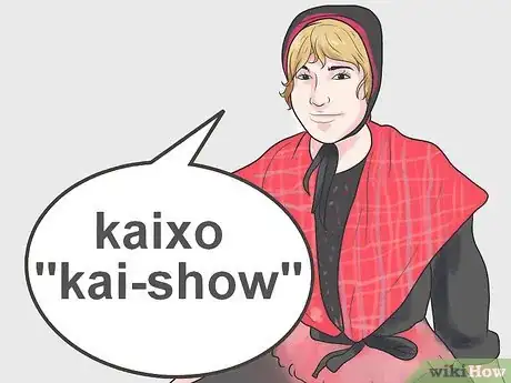 Step 3 用巴斯克语问好：“kaixo”（发音为kai-show），“egun on”（早上好；发音为egg-un own），“gau...