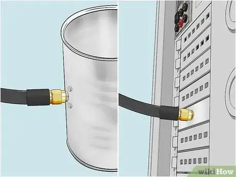 Step 8 使用尾缆将无线网卡连接到铝罐上。