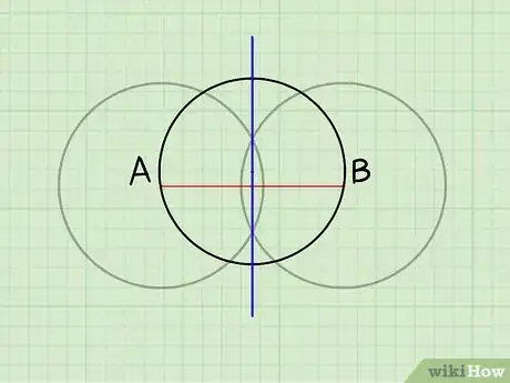 Step 4 以一条垂直线连接圆周相交的两点。