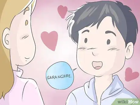 Step 1 你可以用韩语对某人说“saranghae”、“saranghaeyo”或“sarangmnida”，来表达“我爱你”之情。