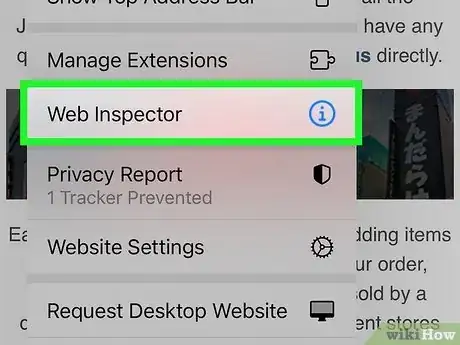Step 5 再次点按“Aa”，然后选择Web Inspector。