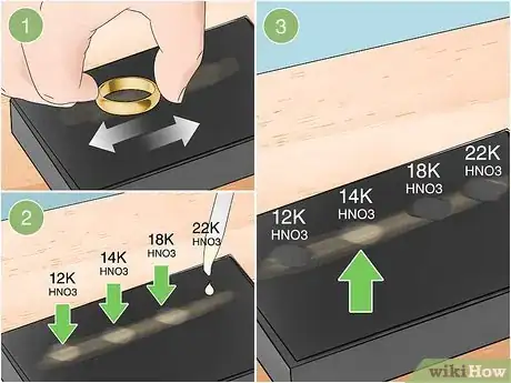 Step 4 用试金石测试黄金的纯度。