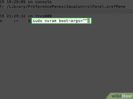 Step 6 输入.sudo nvram boot-args="" 命令，按下Return键。