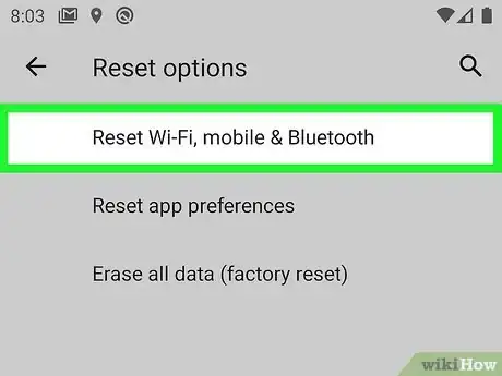 Step 6 点击重置Wi-Fi、移动数据网络和蓝牙。