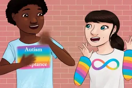 Autistic Man and Woman Happy Stimming.png