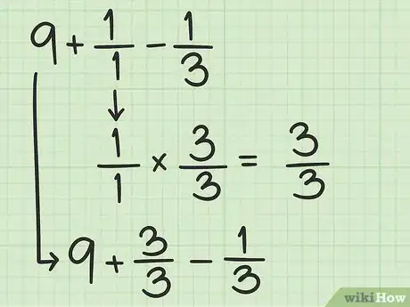 Step 5 做乘法，把分数变成相同的分母。