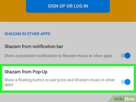 Step 1 在Shazam应用程序中启用“弹出Shazam”。