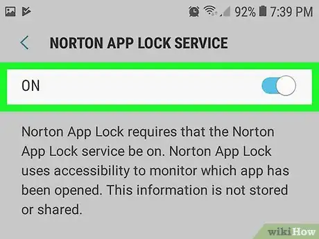 Step 12 在“辅助功能”设置菜单中启用Norton Lock。