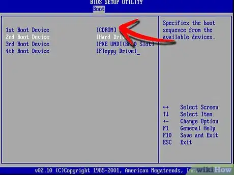 Step 4 查看你的计算机生产商手册，并更改计算机的BIOS，让其从CD/DVD ROM驱动器启动。