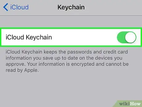 Step 6 将“iCloud 钥匙串”开关滑动到“打开”位置。