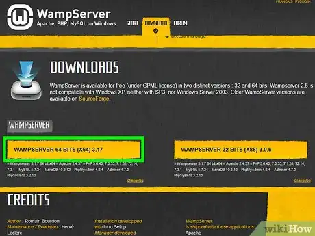 Step 4 向下滚动，并点击WAMPSERVER 64位或WAMPSERVER 32位。