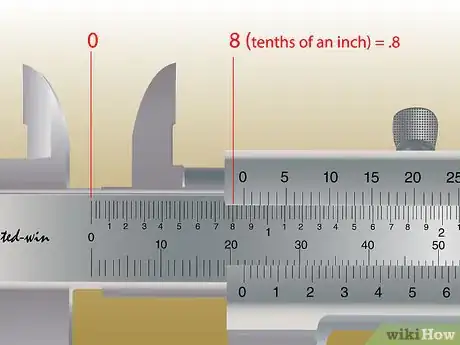 Step 6 查看游标尺0刻度左侧的主尺小刻度。