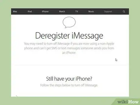 Step 1 访问“取消注册iMessage”页面。