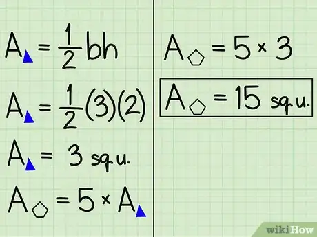 Step 4 用三角形面积乘以5，求出五边形面积。