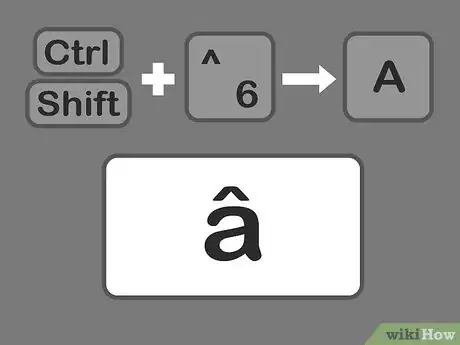 Step 4 按住Control键，然后按Shift键，再按6键，最后按字母来添加抑扬符。