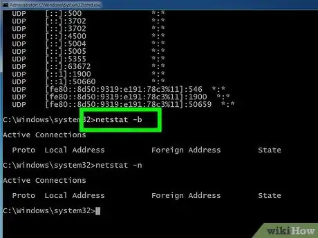 Step 6 输入“netstat -n”命令，显示IP地址。