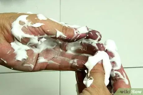 Step 2 用肥皂和水洗手。