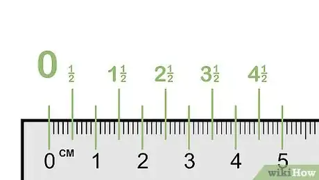 Step 3 学会读"1/2厘米"刻线（5毫米刻线），这是尺子上第二长的刻线，位于每厘米的中间位置，共有60个。...