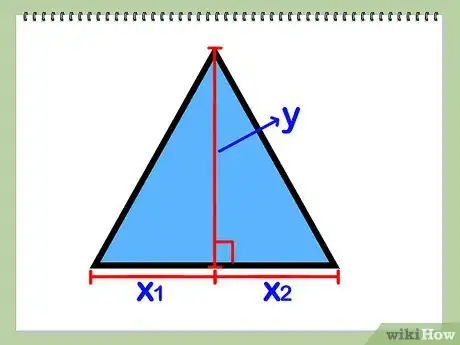 Step 2 求出底边被高分成的两部分的长度，即x'和x，满足x=x'+x。