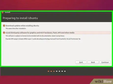 Step 7 选中“准备安装Ubuntu”页面上的两个勾选框。