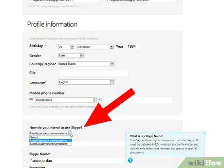 Step 4 指明你的Skype使用用途。