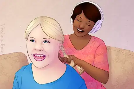 Girl Braids Hair of Friend with Down Syndrome.png