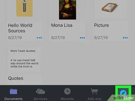Step 7 返回“Documents”应用，点击蓝色指南针图标。
