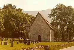 View of the historic Saint Jetmund Church in Åheim