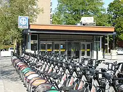 Bixi bicycle rack at the west entrance