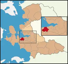 Map showing Güzelbahçe District in İzmir Province