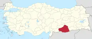 Location of the province within Turkey