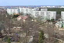 Vecmīlgrāvis skyline with the Freeport of Riga in background