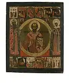 Icon of St. Nicholas the Wonderworker (Dvorischensky); 18th century; wood, gesso & tempera; Ryabushinsky Museum of Icons and Paintings (Moscow)