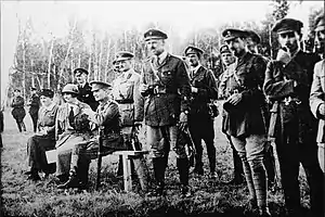 Image 90Admiral Alexander Kolchak (seated) and General Alfred Knox (behind Kolchak) observing military exercise, 1919 (from Russian Civil War)