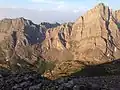 Broken Hand Peak (left). Crestone Needle (right)