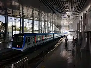 Image 17A new train Moskva at newly opened station Do'stlik-2 (from Tashkent Metro)