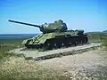 T-34 tank on a pedestal on a military hill at Temryuk